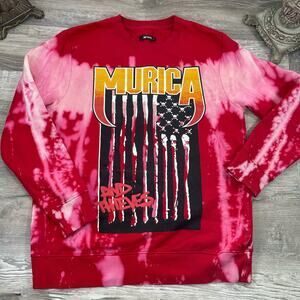 Runs-small Imperious 2XL Murica Thieves Tie Dye Red Pink Flag Sweatshirt Rhinest